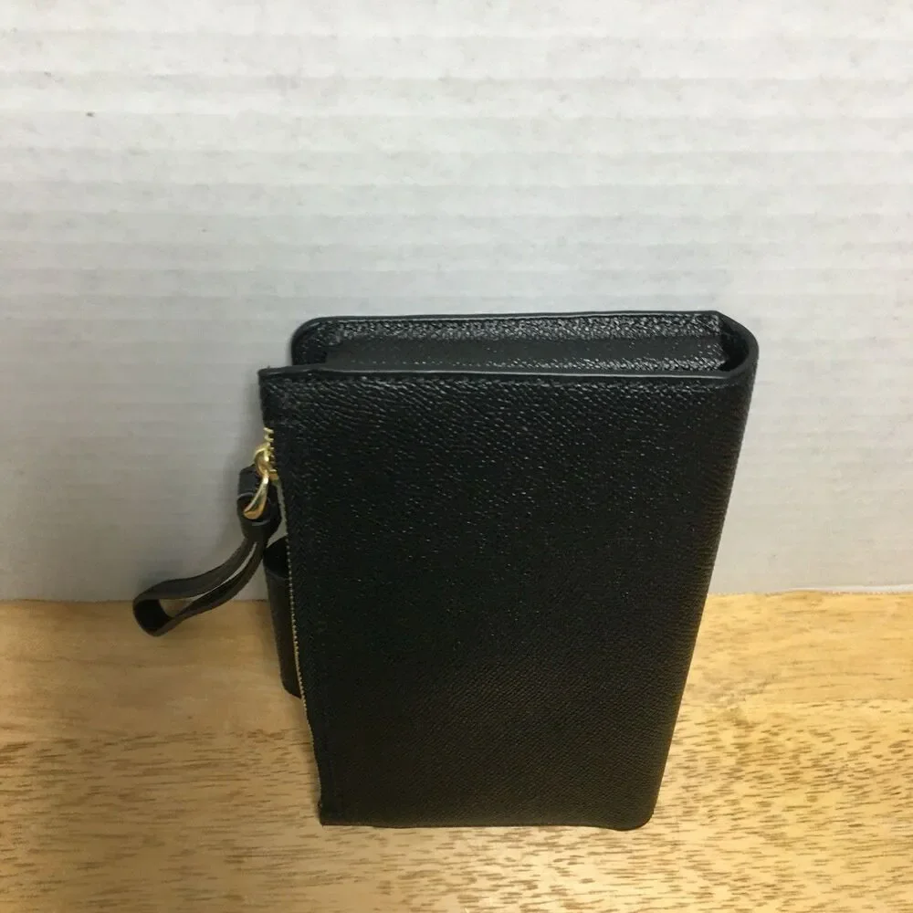 Authentic Coach Tech Phone Wallet Black Leather Wristlet. Excellent Condition